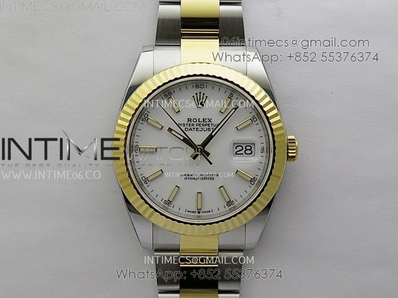 DateJust 41mm 126333 904 SS/YG AR+F 1:1 White Dial Stick Markers On SS/YG Oyster Bracelet SH3235 V2