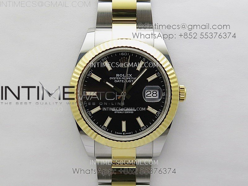 DateJust 41mm 126333 904 SS/YG AR+F 1:1 Black Dial Stick Markers On SS/YG Oyster Bracelet SH3235 V2