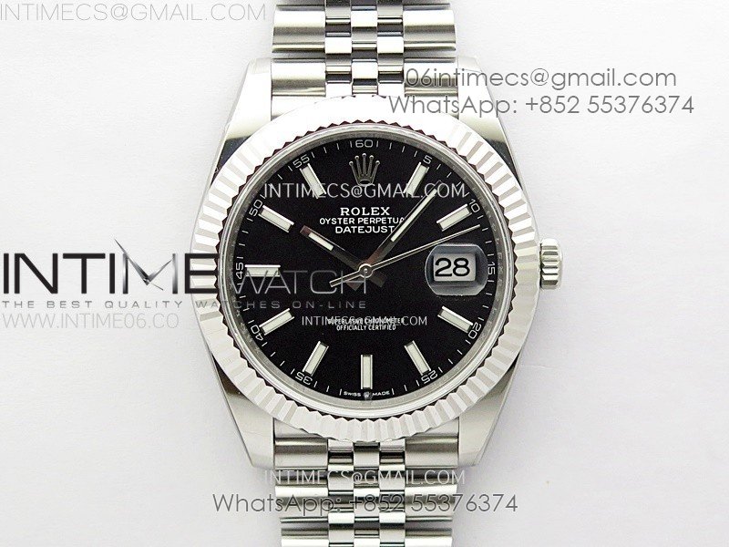 DateJust 41mm 126334 904 SS AR+F V2 1:1 Best Edition Black Dial Sticks Markers on Jubilee Bracelet SH3235