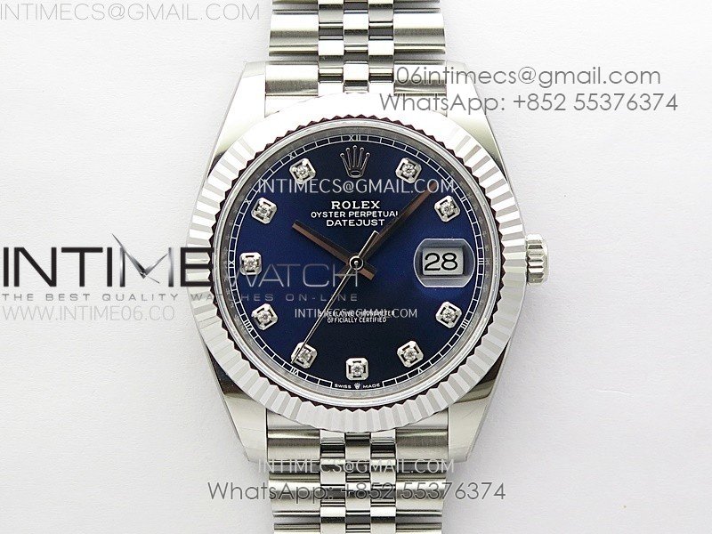 DateJust 41mm 126334 904 SS AR+F V2 1:1 Best Edition Blue Dial Diamonds Markers on Jubilee Bracelet SH3235