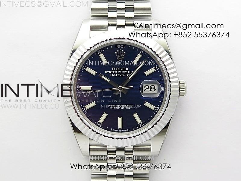DateJust 41mm 126334 904 SS AR+F V2 1:1 Best Edition Blue Fluted Dial Sticks Markers on Jubilee Bracelet SH3235