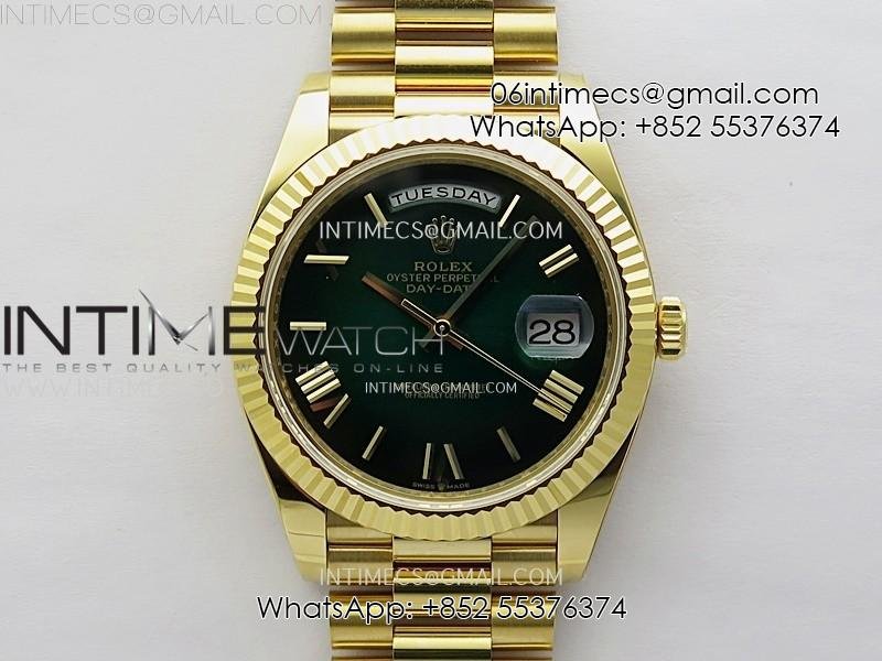 day-date-228238-40mm-904l-yg-1-1-arf-best-edition-green-gradient-dial-roman-markers-on-yg-president-bracelet-sa3255.jpg Day Date 228238 40mm 904L YG 1:1 AR+F Best Edition Green Gradient Dial Roman Markers on YG President Bracelet SA3255 - Image 1