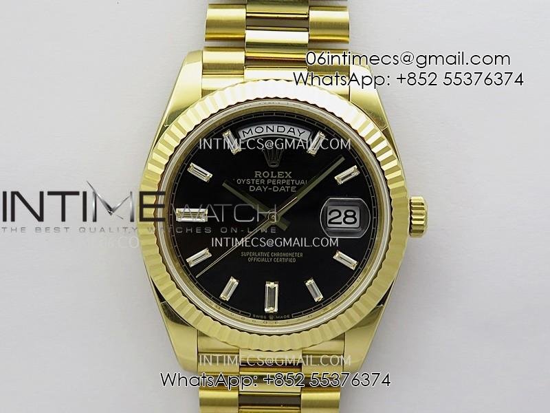 Day Date 228238 40mm Gain Weight QF 1:1 Best Edition Black Dial T Diamond Marker On YG President Bracelet SH3255