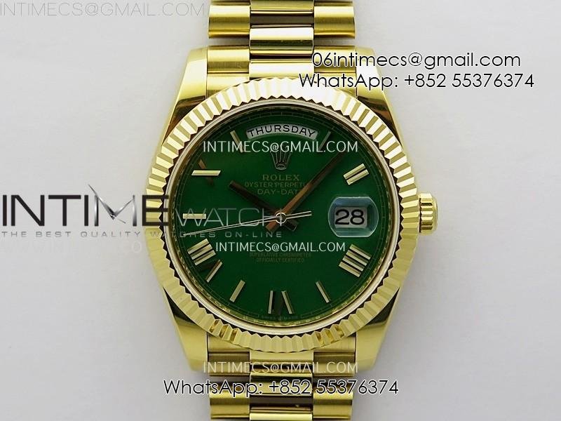 day-date-228238-40mm-yg-kf-1-1-best-edition-green-dial-roman-markers-on-rg-president-bracelet-sa3255-gain-weight.jpg Day Date 228238 40mm YG KF 1:1 Best Edition Green Dial Roman Markers On RG President Bracelet SA3255 (Gain Weight) - Image 1