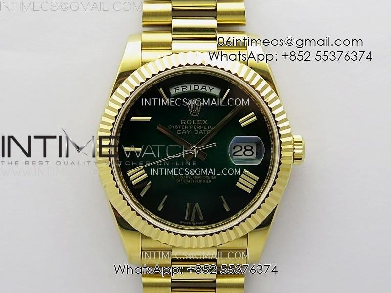 Day Date 228238 40mm YG KF 1:1 Best Edition Green Gradient Dial Roman Markers On RG President Bracelet SA3255 (Gain Weight)