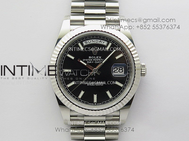 Day Date 228239 40mm 904L SS VSF 1:1 Best Edition Black Dial Stick Marker On SS President Bracelet DD3255