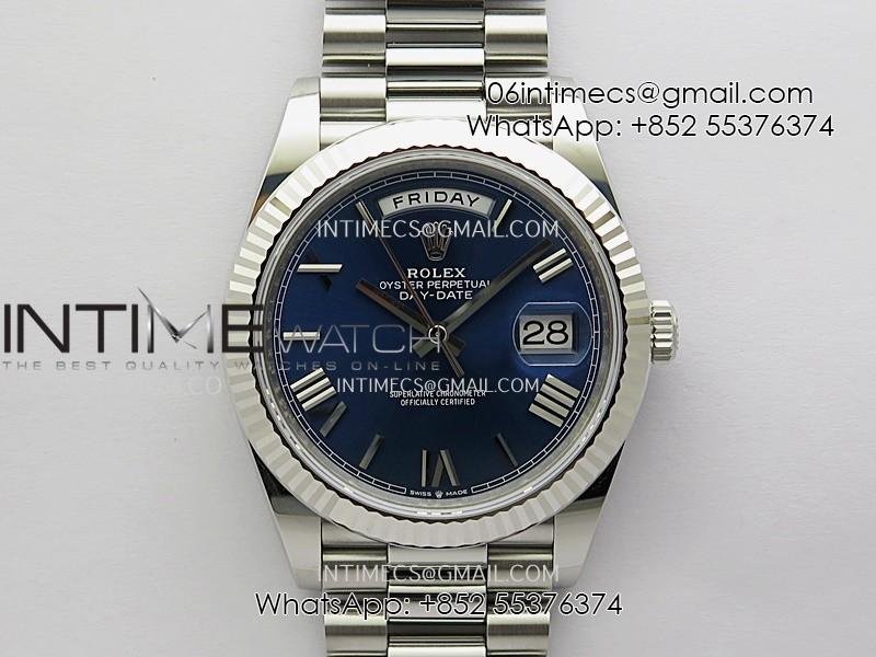 Day Date 228239 40mm 904L SS VSF 1:1 Best Edition Blue Dial Roman Markers On SS President Bracelet DD3255