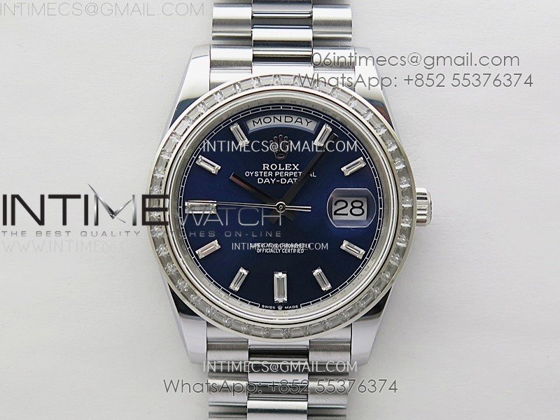 Day Date 228239 40mm 904L SS/T Dia Bezel QF Gain Weight Blue Dial T Dia Markers on SS President Bracelet A2836