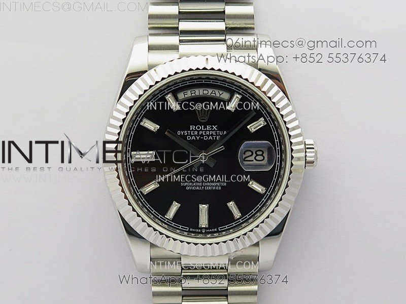 Day Date 228239 40mm KF 1:1 Best Edition Black Dial Crystal Markers On President Bracelet SA3255 (Gain Weight)