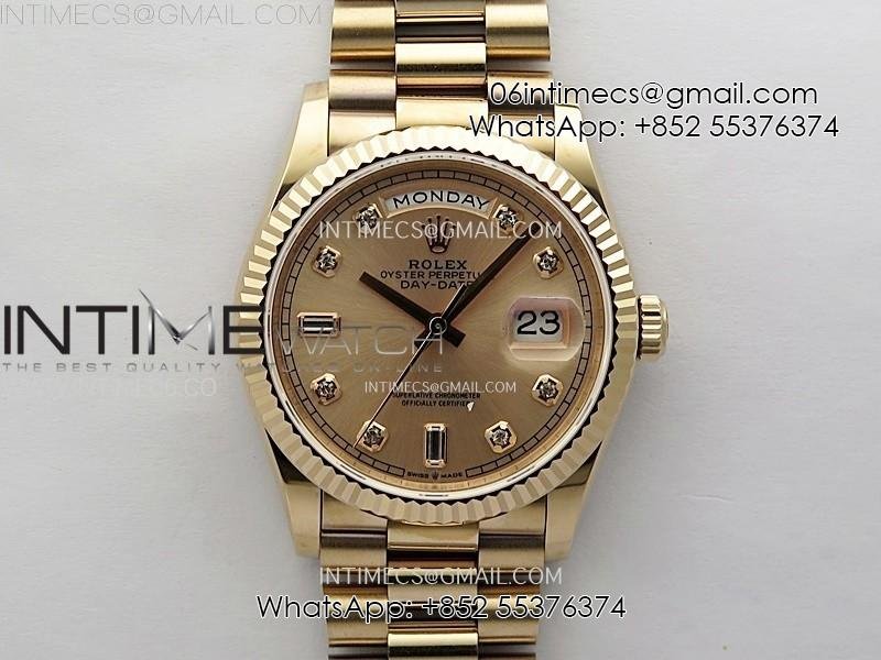 Day Date 36mm Gain Weight RG/tungsten APSF 1:1 Best Edition Rose Gold Dial Diamond Markers on SS President Bracelet A3255