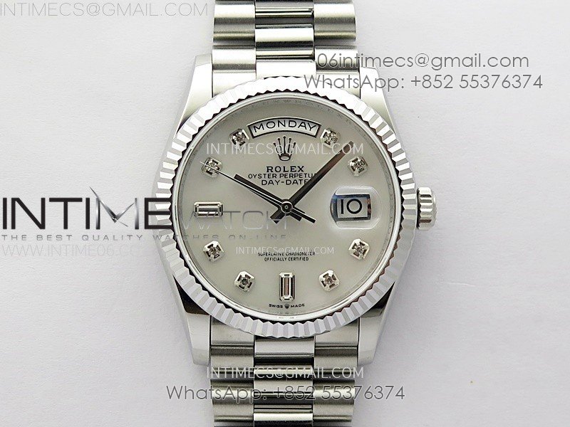 Day Date 36mm Gain Weight SS/tungsten APSF 1:1 Best Edition White MOP Dial Diamond Markers on SS President Bracelet A3255