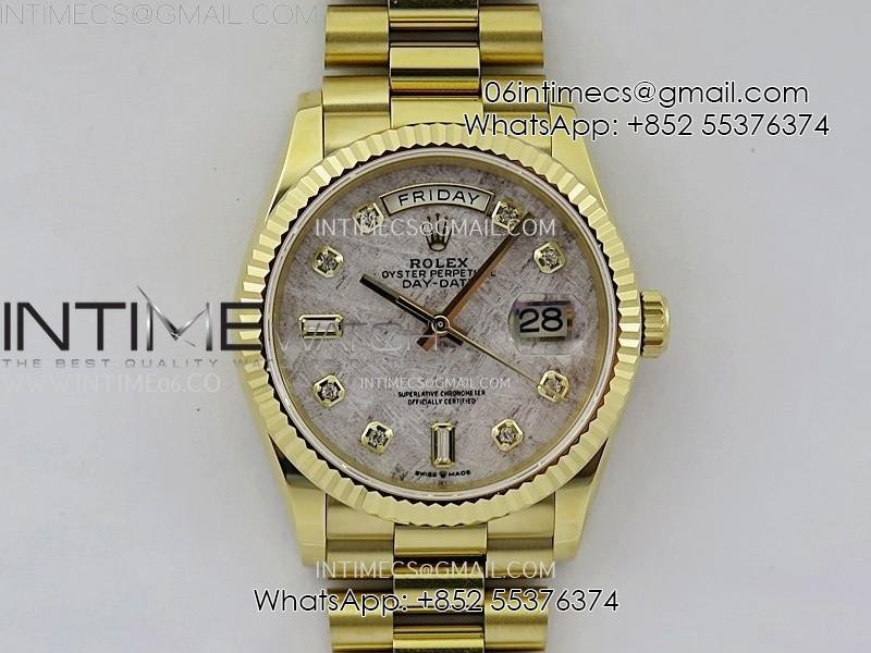 day-date-36mm-gain-weight-yg-tungsten-apsf-1-1-white-hematite-quartz-dial-diamond-markers-on-yg-president-bracelet-a3255.jpg Day Date 36mm Gain Weight YG/tungsten APSF 1:1 White Hematite Quartz Dial Diamond Markers on YG President Bracelet A3255 - Image 1