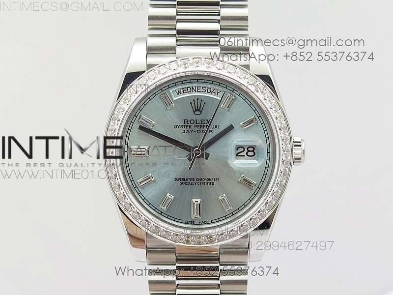 Day-Date 40 SS BP 1:1 Best 228239 Diamond Bezel Blue Dial on SS Bracelet