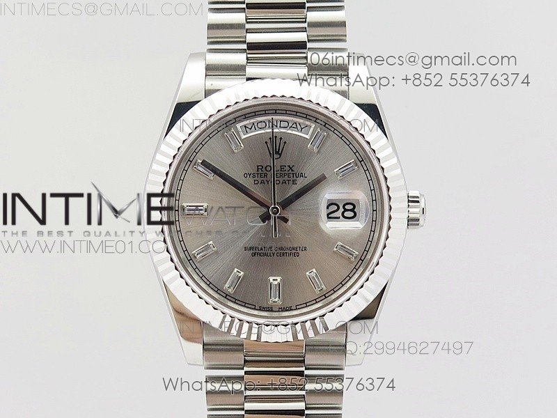 Day-Date 40 SS BP 1:1 Best 228239 Gray Diamond Sticks Dial on SS Bracelet