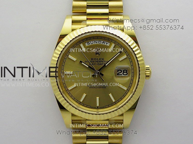 Day Date 40 YG 228238 THBF 1:1 Gain Weight Best Edition Gold Dial Stick Marker on President Bracelet VR3255 V3