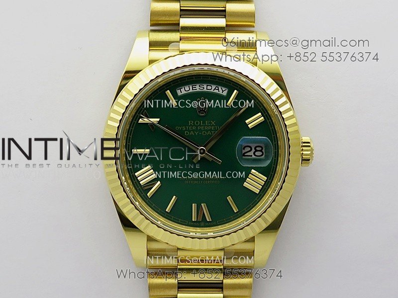 Day Date 40 YG 228238 THBF 1:1 Gain Weight Best Edition Green Dial Roman Marker on President Bracelet VR3255 V3