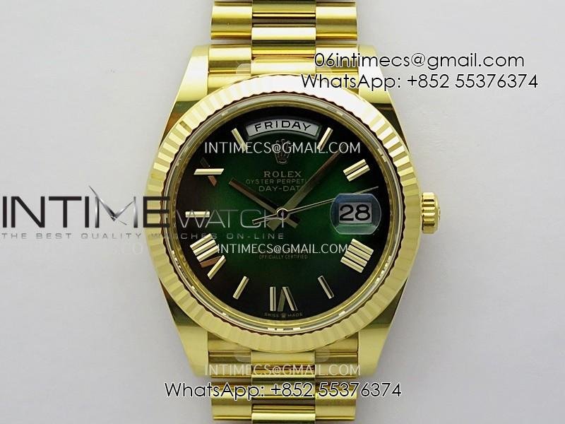 Day Date 40 YG 228238 THBF 1:1 Gain Weight Best Edition Green Ombre Dial Roman Marker on President Bracelet VR3255 V3