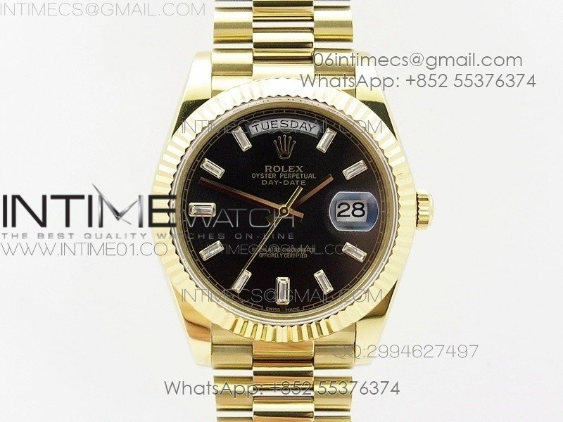 Day-Date 40 YG BP 1:1 Best 228239 Black Diamond Sticks Dial on SS Bracelet