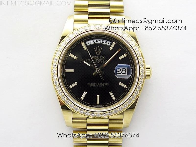 Day Date 40mm 228238 Gain Weight YG/tungsten APSF 1:1 Best Edition Black Dial Sticks Markers on YG President Bracelet A2836