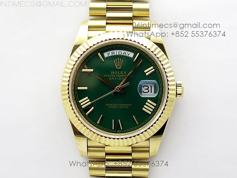 Day Date 40mm 228238 Gain Weight YG/tungsten APSF 1:1 Best Edition Green Dial Roman Markers on YG President Bracelet A2836