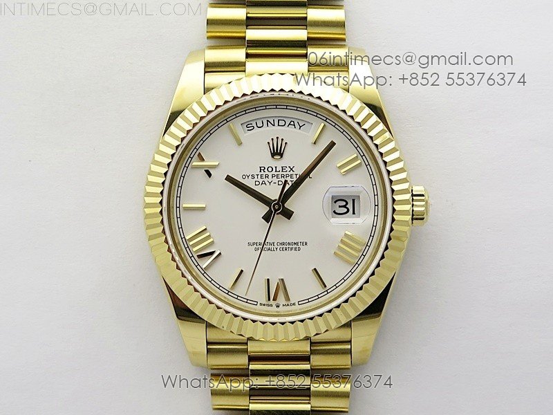 Day Date 40mm 228238 Gain Weight YG/tungsten APSF 1:1 Best Edition White Dial Roman Markers on YG President Bracelet A2836