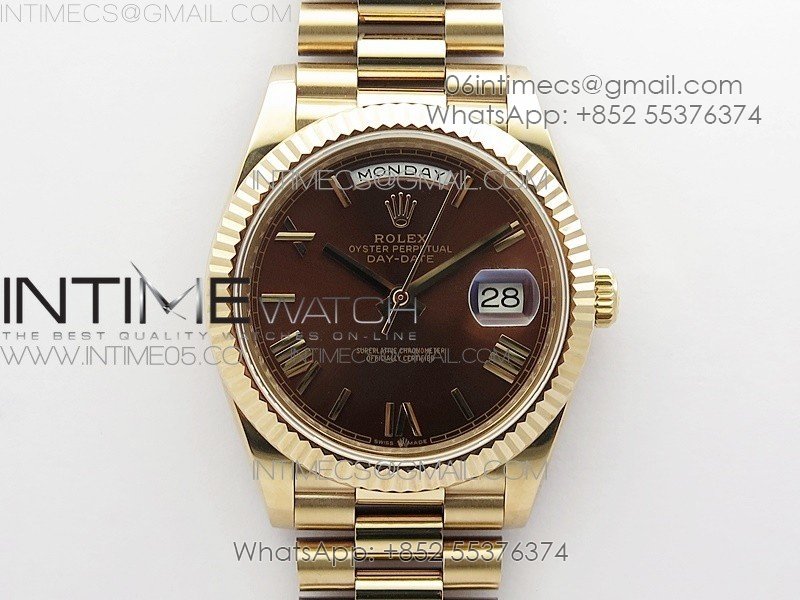 Day-Date 40mm 228239 BP New Dial Version 904 RG Brown Roman Markers Dial on RG President Bracelet A2836