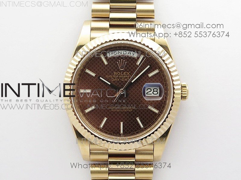 Day-Date 40mm 228239 BP New Dial Version 904 RG Brown Stick Markers Dial on RG President Bracelet A2836