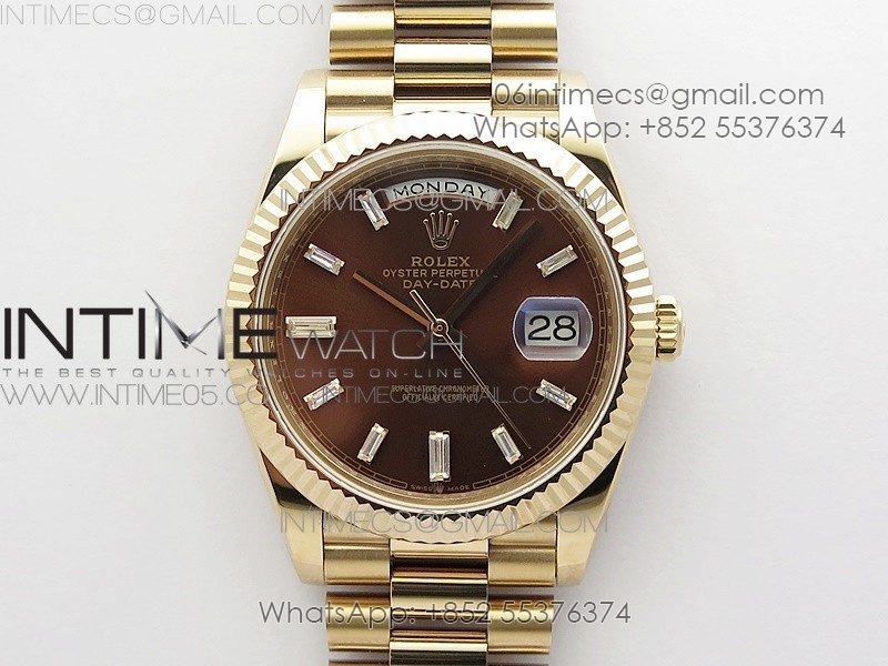Day-Date 40mm 228239 BP New Dial Version 904 RG Brown T Crystal Markers Dial on RG President Bracelet A2836