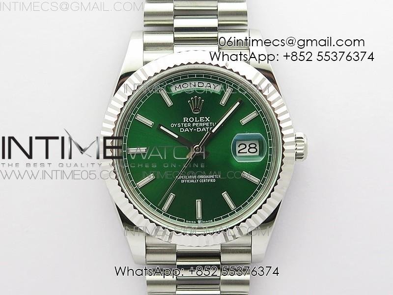 day-date-40mm-228239-bp-new-dial-version-904-ss-green-stick-markers-dial-on-ss-president-bracelet-a2836.jpg Day-Date 40mm 228239 BP New Dial Version 904 SS Green Stick Markers Dial on SS President Bracelet A2836 - Image 1