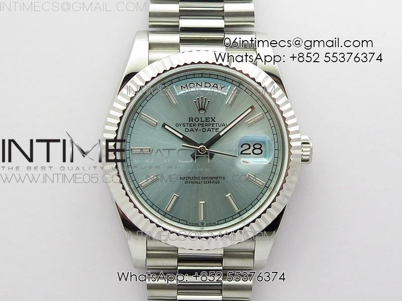 Day-Date 40mm 228239 BP New Dial Version 904 SS Ice Blue Stick Markers Dial on SS President Bracelet A2836