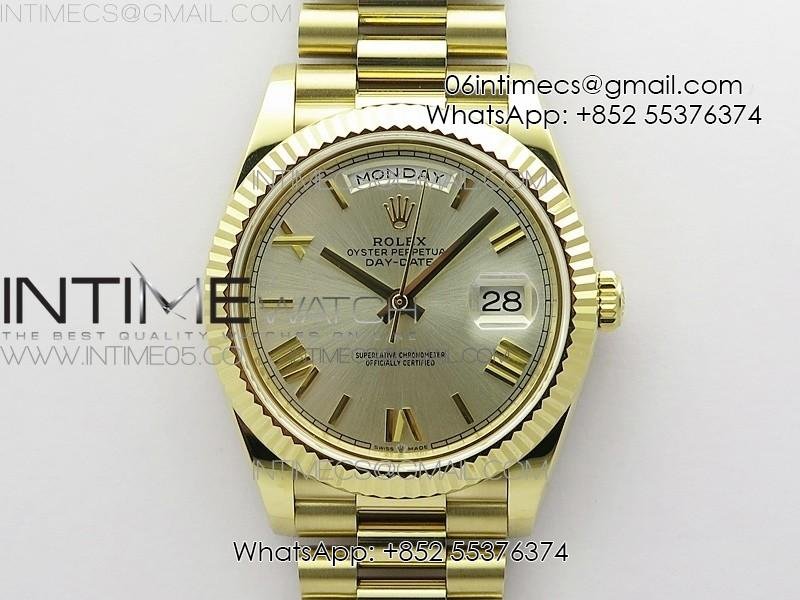 day-date-40mm-228239-bp-new-dial-version-904-yg-silver-roman-markers-dial-on-ss-president-bracelet-a2836.jpg Day-Date 40mm 228239 BP New Dial Version 904 YG Silver Roman Markers Dial on SS President Bracelet A2836 - Image 1