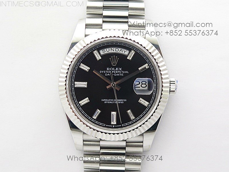 Day Date 40mm 228239 Gain Weight SS/tungsten APSF 1:1 Best Edition Black Dial T Crystals Markers on SS President Bracelet A2836