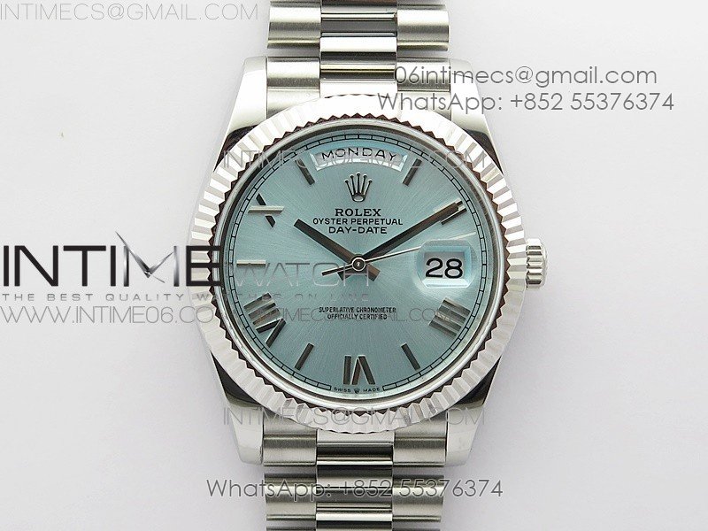 Day Date 40mm SS BP 1:1 Best Edition Silver Roman Dial on SS Bracelet A2836
