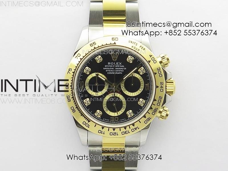 DAYTONA 116503 YG/SS APSF BLACK DIAL YG SUBDIAL CRYSTAL MARKERS ON YG/SS BRACELET SLIM A7750