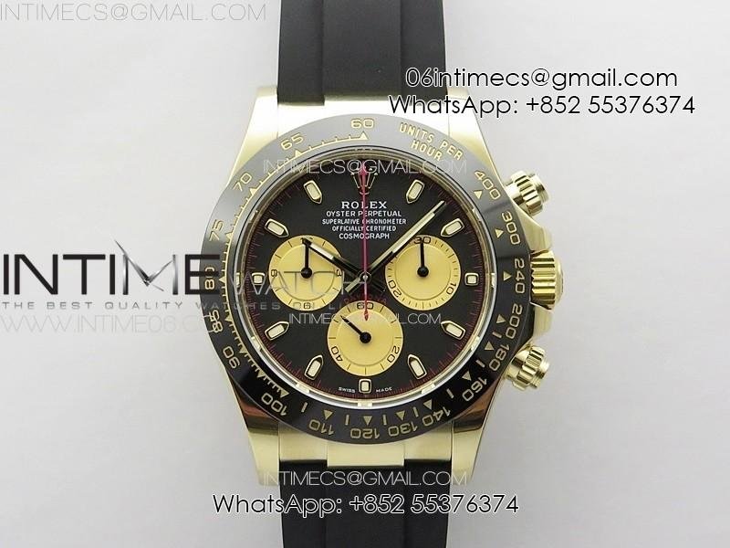 Daytona 116518 BTF 1:1 Best Edition Paul Newman Black/YG Dial on Oysterflex Rubber Strap SA4130 V2
