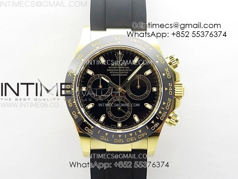 Daytona 116518 YG APSF 1:1 Best Edition Black Dial Black Subdial on Oysterflex Rubber Strap SH4130