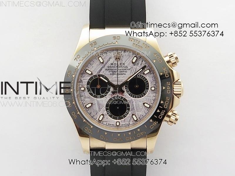 Daytona 116518LN RG APSF Meteorite Dial Sticks Markers On Rubber Strap Slim A7750