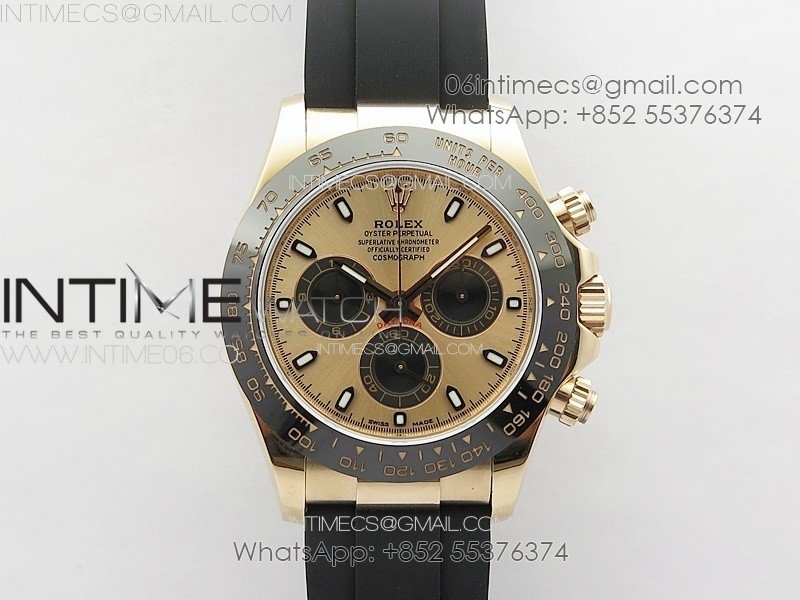 Daytona 116518LN RG APSF RG Dial Stick Markers On Rubber Strap Slim A7750