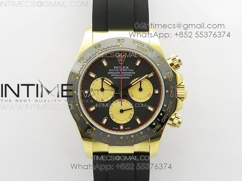 Daytona 116518LN YG APSF Best Edition Black Dial Gold Subdials On Rubber Strap Slim A7750