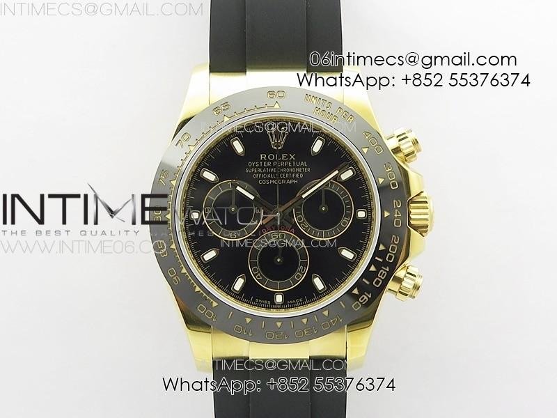 Daytona 116518LN YG APSF Best Edition Black Dial Stick Markers On Rubber Strap Slim A7750