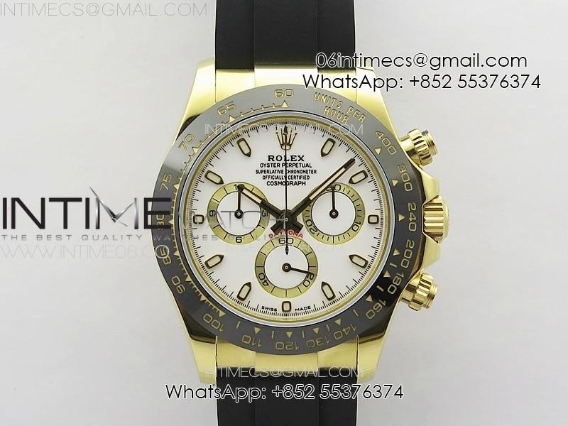 Daytona 116518LN YG APSF Best Edition White Dial Stick Markers On Rubber Strap Slim A7750