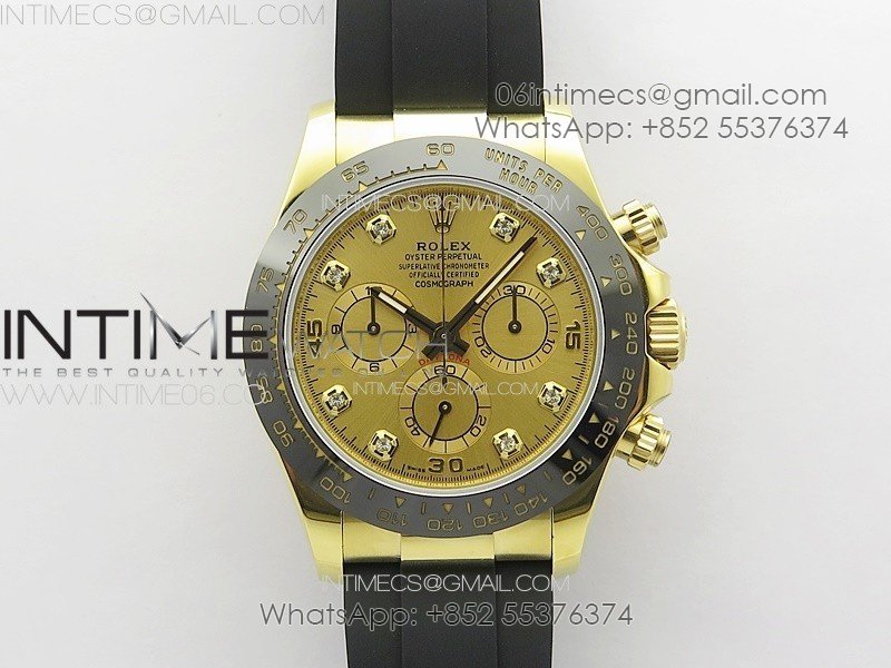 Daytona 116518LN YG APSF Best Edition YG Dial Crystals Markers On Rubber Strap Slim A7750