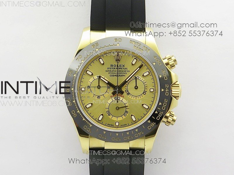 Daytona 116518LN YG APSF Gold Dial Stick Markers On Rubber Strap Slim A7750