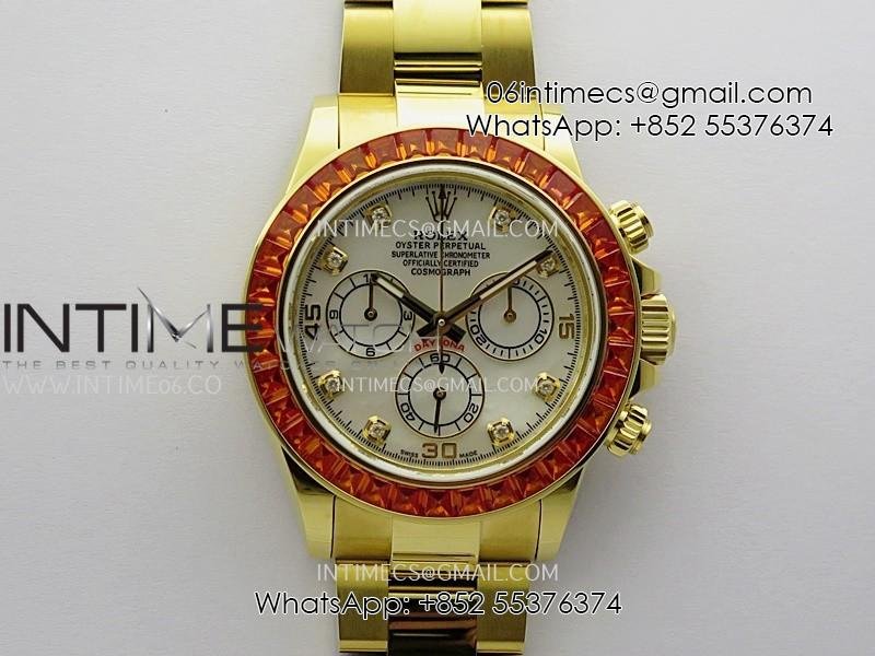 Daytona 116578 SACO "Orange Sapphire" SONIC 1:1 Best Edition White MOP Dial On RG Bracelet SA4130