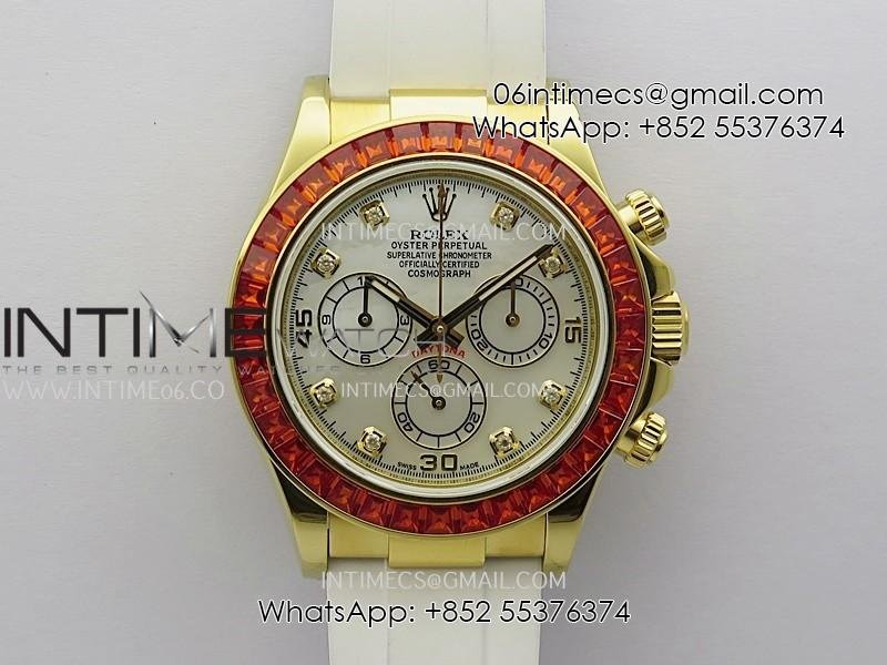 Daytona 116578 SACO "Orange Sapphire" SONIC 1:1 Best Edition White MOP Dial on White Oysterflex SA4130