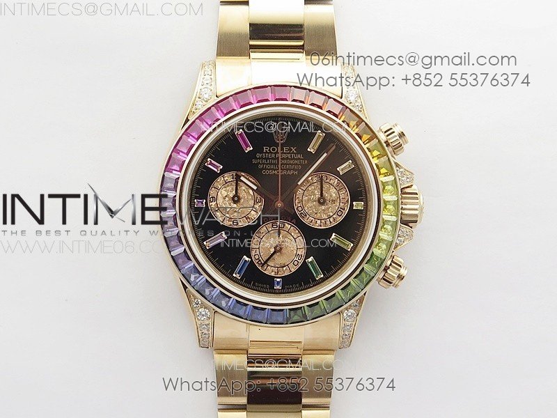 Daytona 116595 Rainbow RG APSF Best Edition Black dial On RG Bracelet A7750