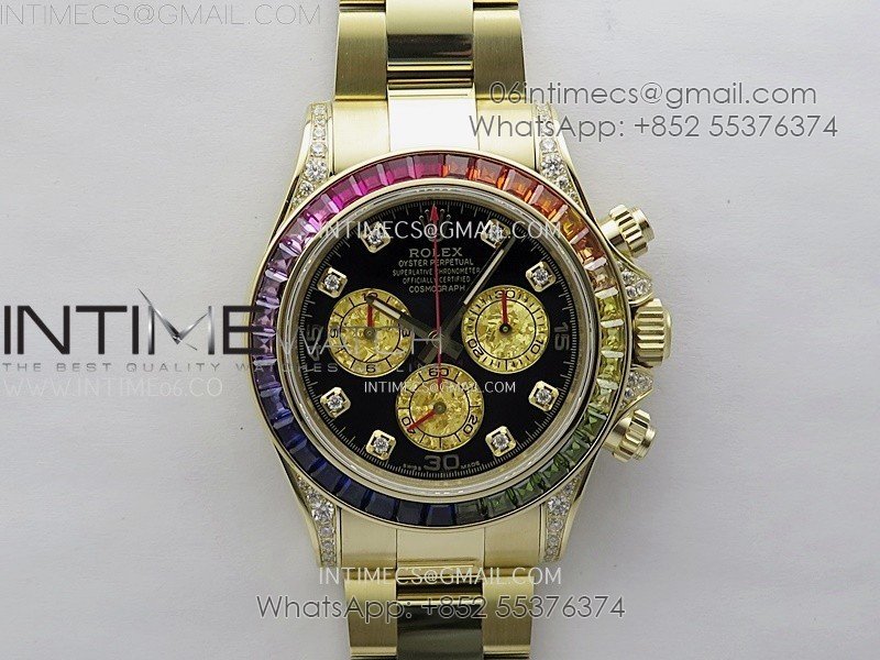 Daytona 116598RBOW Rainbow ZF 1:1 Best Edition Black Diamond Dial on YG Bracelet SH4130