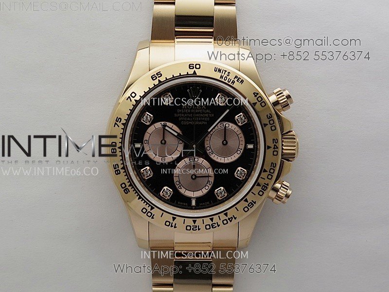 Daytona 126505 Gain Weight RG QF 1:1 Best Edition Bright Black Dial RG Subdial Diamonds Markers on RG Bracelet SH4131 V6