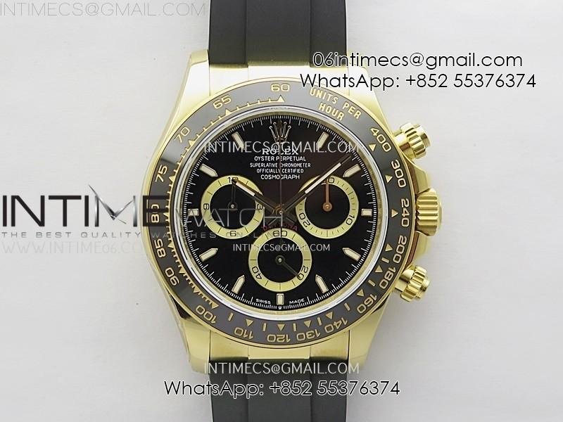 Daytona 126518 904L YG QF Best Edition Black Dial Black Subdial on Oysterflex Strap SA4131