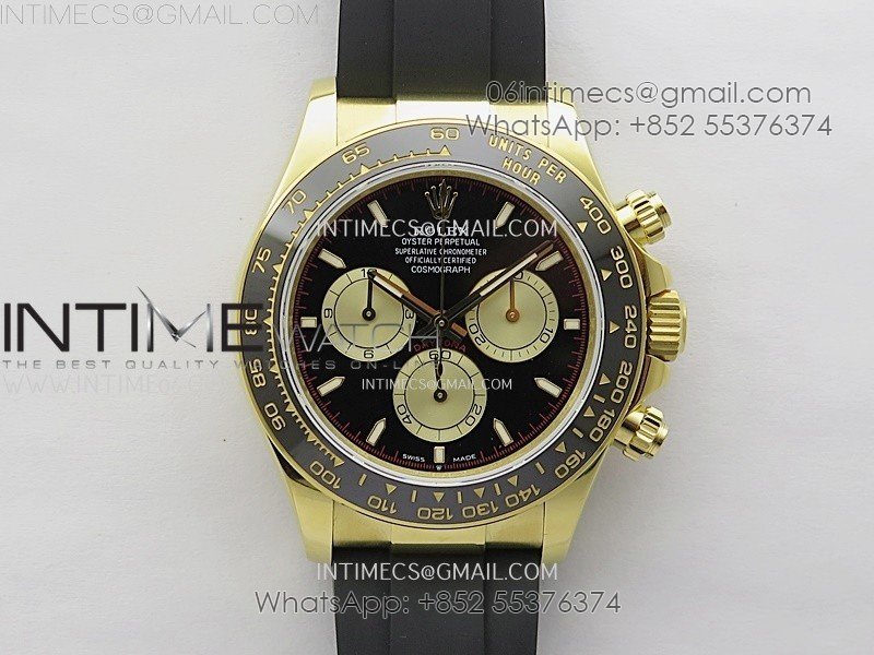 Daytona 126518 904L YG QF Best Edition Black Dial Gold Subdial on Oysterflex Strap SA4131